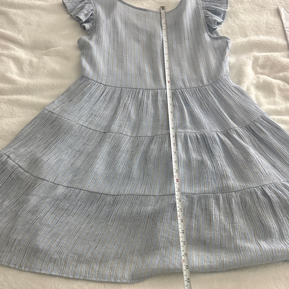 Light Blue Button-Down Dress with Ruffle Sleeves - Picture 3 of 3